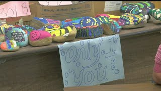 Local students use rocks to raise awareness during bullying prevention month [upl. by Rattan]