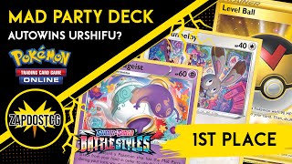 1ST PLACE Mad Party Deck AUTOWINS URSHIFU VMAX MATCHUPS Pokemon TCG [upl. by Alimak652]