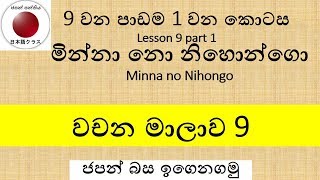 Minna no Nihongo Lesson9 Part1 වචන මාලාව [upl. by Aneerhs913]