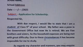 Application Letter for Scholarship  Letter Writing [upl. by Germayne]