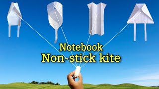 4 Nonstick notebook paper plane flying notebook kite without stick kite making technokriart [upl. by Petronia972]