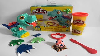 Funny Dinosaurs Play Doh unboxing surprise eggs toys [upl. by Akeylah]