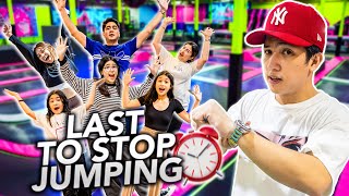 Last To STOP JUMPING Challenge Trampoline Park  Ranz and Niana [upl. by Strage557]