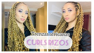 TRENZAS AFRICANAS CON CURLS RIZOS como hacer trenzas [upl. by Aiyn439]