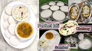 इडली सांभर और नारियल चटनी बनाने का आसान तरीका  Idli Sambar and Chutney  Idli Batter with Pro Tips [upl. by Karry]