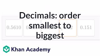 Comparing decimals ordering from smallest to biggest  Decimals  PreAlgebra  Khan Academy [upl. by Kciredes]