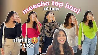 Huge Meesho top haul  meesho affordable tops haul  starting just for ₹180🤩 pravirpallavi [upl. by Gainer]