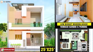 25x25 House Design  Cost 1012 Lacs  25x25 House Plans  25x25  Parking  Terrace Garden [upl. by Shauna]