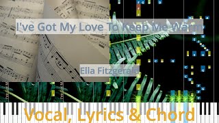 ðŸŽ¹Chord amp Lyrics Ive Got My Love To Keep Me Warm Ella Fitzgerald Synthesia Piano [upl. by Ryder]