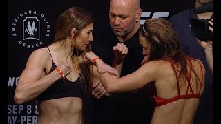 Irene Aldana vs Lucie Pudilová  Weighin FaceOff  UFC 228 Woodley vs Till  rWMMA [upl. by Onin]