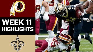 Redskins vs Saints  NFL Week 11 Game Highlights [upl. by Leandro]