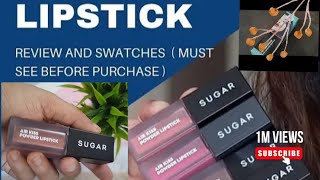 Sugar AIR KISS POWDER LIPSTICK REVIEWSWATCHES SUGARCosmetics trending viralshorts lipstick [upl. by Araf633]