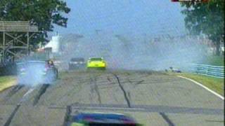 Jeff GordonSam Hornish JrJeff Burton Violent Wreck at Watkins Glenn [upl. by Gudren81]