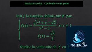 Exercice corrigé continuité en un point 3 [upl. by Ati932]