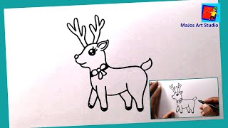 Easy Rein Deer Drawing  How to Draw Rein Deer Step by Step  Easy Professional Drawing Method [upl. by Atolrac318]