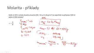 Chemické výpočty VIII  molární koncentrace C [upl. by Teryn]