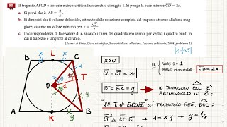 Problema di Massimo e Minimo con Trapezio Cerchio Cilindro e Cono  N 71 pag 1824 [upl. by Madalena]