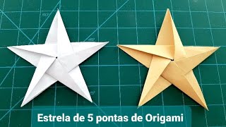 Como fazer uma estrela de 5 pontas de origami  How to make a 5 point star with origami  3d star [upl. by Buseck]