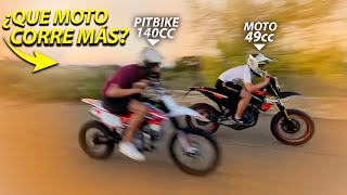 PIT BIKE 140cc VS MOTO 49cc carreras ilegales [upl. by Luana]