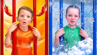 Hot vs Cold Prison Escape Adventure with Kids [upl. by Scuram]