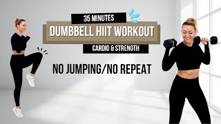 🔥35 MIN NO JUMPING ALL STANDING HIIT With Weights🔥No Repeat🔥Low Impact Home Workout🔥 [upl. by Aleak268]