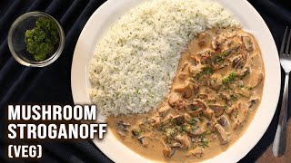 Mushroom Stroganoff with Steamed Rice  Lunch amp Dinner Recipes  Creamy Sauce Recipe for Rice [upl. by Simeon380]