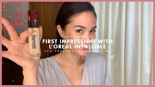 FIRST IMPRESSIONS LORÉAL 24HR INFALLIBLE FRESH WEAR FOUNDATION FEAT TEVIANT  Heart Evangelista [upl. by Arabela698]