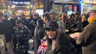 Crowds chant amp dance in Londons West End Saturday Night Harinam led by Ratnavali 200124 [upl. by Torras]