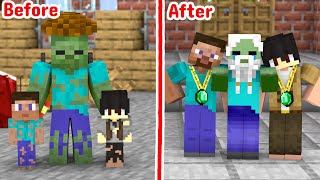 Zombie Boy And 2 Beggar Babies  Minecraft Animation [upl. by Bearnard]