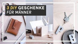 Easy DIY Geschenke für Männer  3 hochwertige Ideen aus Holz Beton amp Leder [upl. by Kathi]