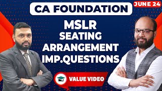 Seating Arrangement Important Questions  CA Foundation Logical Reasoning June 24 PP Series June 24 [upl. by Notsag724]