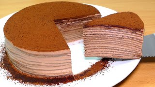 Chocolate Mille Crepe cake  Easy Crepe cake recipe without oven [upl. by Aspasia669]