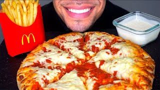 ASMR LITTLE CAESARS CHEESE PIZZA WITH RANCH SAUCE BIG BITESMCDONALDS FRIES EATING SHOW MOUTHSOUNDS [upl. by Mayyahk]