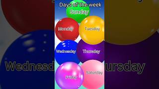 7 days of week  week days name in english  days of the week in English preschool kidszone [upl. by Ardnasirk576]