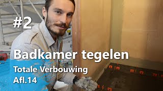 Badkamer Tegelen Part 2  Badkamervloer tegelen Totale Verbouwing Afl14 [upl. by Yks308]