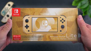 Nintendo Switch Lite HYRULE EDITION Unboxing amp First Impressions 😍✨ [upl. by Aiouqes]