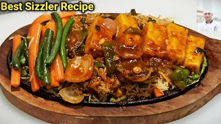 Veg Sizzler Recipe Paneer in Schezwan sauce Sizzler Restaurant Style Chinese Sizzler Chef Ashok [upl. by Eiclek]