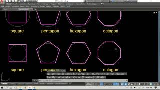 How to Draw Pentagons Hexagons amp Octagons Using the Polygon Command in AutoCAD [upl. by Ennoved]