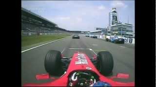 F1 2004 Hockenheim Rubens Barrichello onboard start  crash amp pit stop [upl. by Berkshire]