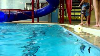 3yo William out of the slide and swimming to the side [upl. by Roselyn491]