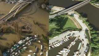 River Thames flooding before and after aerials [upl. by Dlonra]