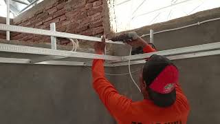 pasang rangka plafon gypsum modern drop sealing ruang tamupart 1arisndesho [upl. by Kumar538]