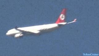 Turkish Airlines Airbus A330 flies over Berlin 08222010 [upl. by Aplihs]