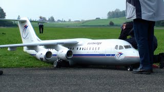 Huge RC Jumbolino Afro RJ100 Twin turbine Model Airliner [upl. by Ardy]