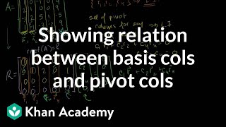 Showing relation between basis cols and pivot cols  Linear Algebra  Khan Academy [upl. by Queenie]