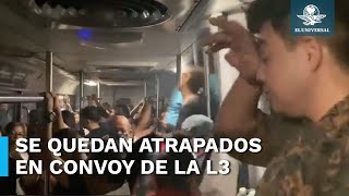 Sin luz ni ventilación usuarios se quedan atrapados por casi una hora en convoy de la L3 del Metr [upl. by Reinhold446]