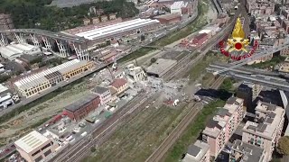 Genova crollo ponte Morandi le nuove riprese dallelicottero [upl. by Flinn]