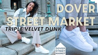 THESE ARE LUXURIOUS Dover Street Market Dunk Low Triple Velvet White Review and How to Style [upl. by Enohs]