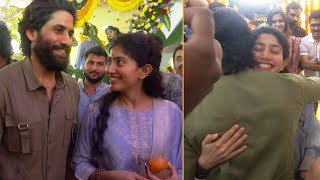 Naga Chaitanya amp Sai Pallavi Fun Moments  Thandel Muhurtham Ceremony  Exclusive  Manastars [upl. by Anaderol]