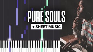 Pure Souls  Kanye West  Piano Tutorial  Sheet Music amp MIDI [upl. by Bonnibelle]